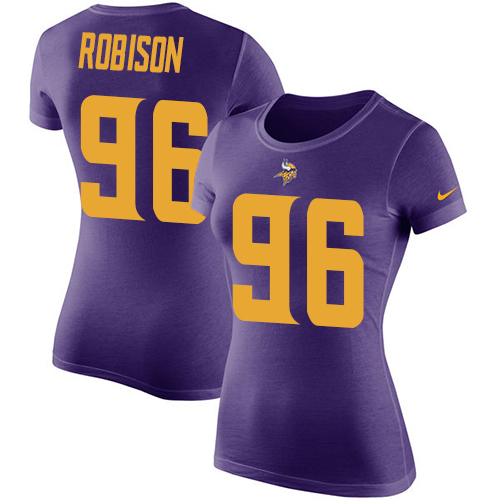 NFL Women's Nike Minnesota Vikings #96 Brian Robison Purple Rush Pride Name & Number T-Shirt
