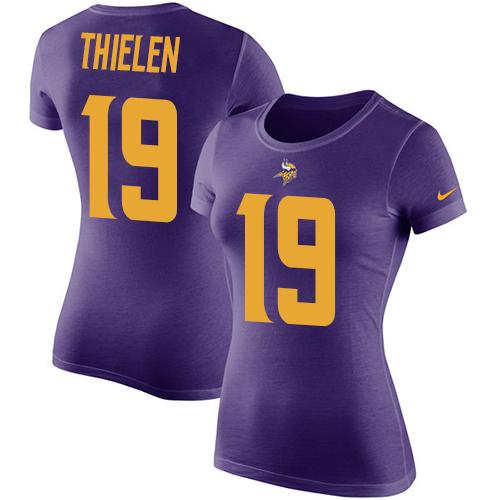 NFL Women's Nike Minnesota Vikings #19 Adam Thielen Purple Rush Pride Name & Number T-Shirt