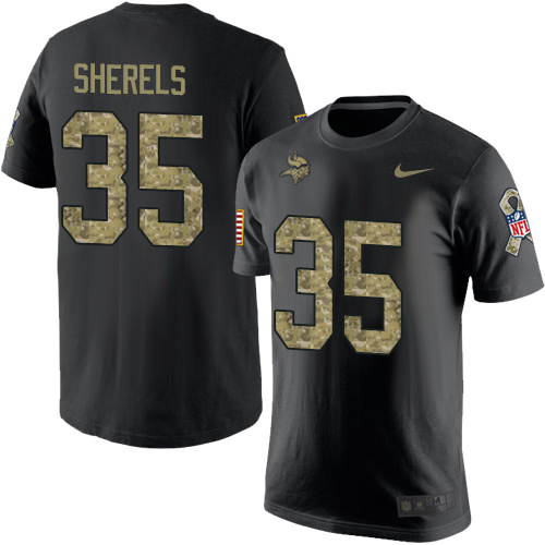NFL Nike Minnesota Vikings #35 Marcus Sherels Black Camo Salute to Service T-Shirt