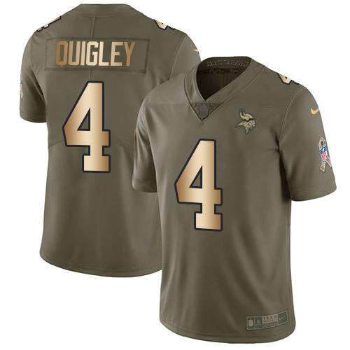 Men's Nike Minnesota Vikings #4 Ryan Quigley Limited Olive/Gold 2017 Salute to Service NFL Jersey