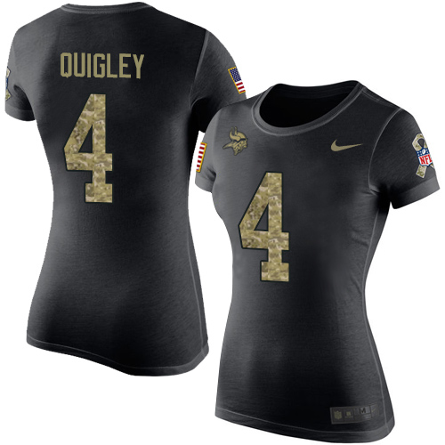 NFL Women's Nike Minnesota Vikings #4 Ryan Quigley Black Camo Salute to Service T-Shirt