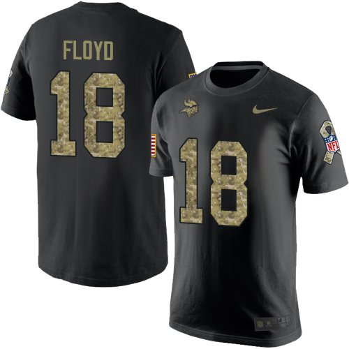 NFL Nike Minnesota Vikings #18 Michael Floyd Black Camo Salute to Service T-Shirt