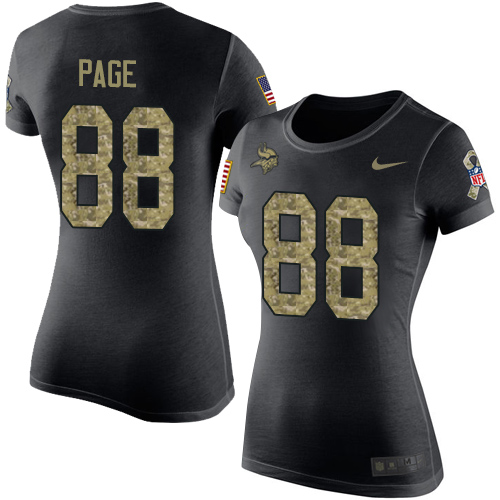 NFL Women's Nike Minnesota Vikings #88 Alan Page Black Camo Salute to Service T-Shirt