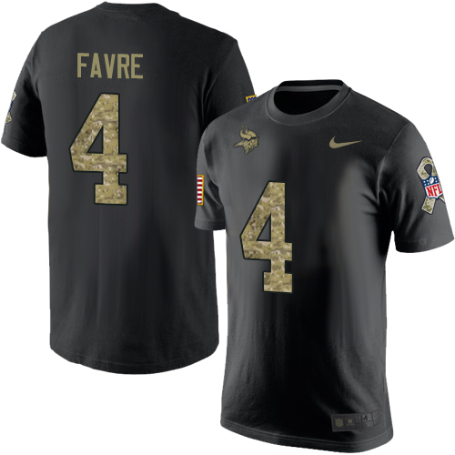 NFL Nike Minnesota Vikings #4 Brett Favre Black Camo Salute to Service T-Shirt
