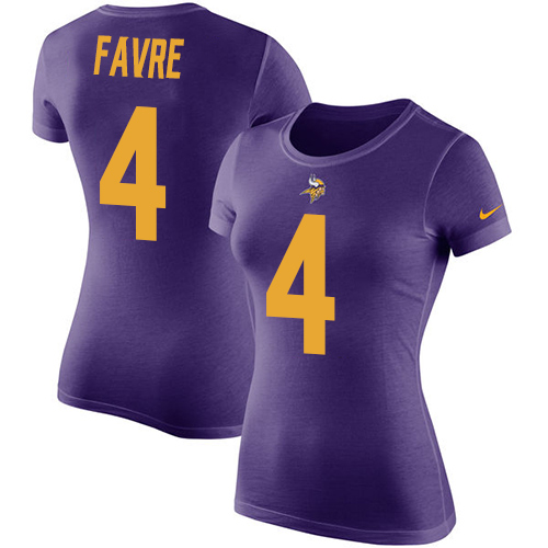 NFL Women's Nike Minnesota Vikings #4 Brett Favre Purple Rush Pride Name & Number T-Shirt