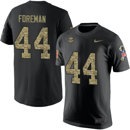 NFL Nike Minnesota Vikings #44 Chuck Foreman Black Camo Salute to Service T-Shirt