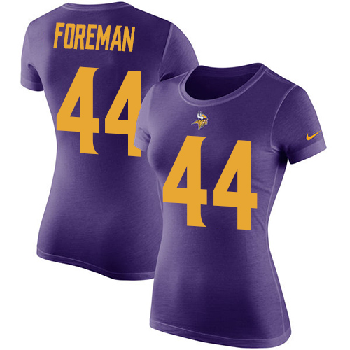 NFL Women's Nike Minnesota Vikings #44 Chuck Foreman Purple Rush Pride Name & Number T-Shirt