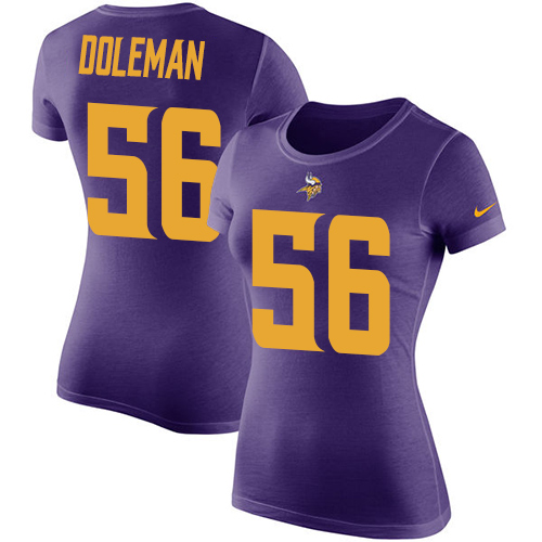 NFL Women's Nike Minnesota Vikings #56 Chris Doleman Purple Rush Pride Name & Number T-Shirt