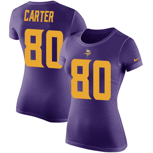 NFL Women's Nike Minnesota Vikings #80 Cris Carter Purple Rush Pride Name & Number T-Shirt