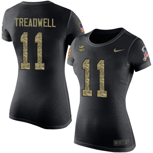 NFL Women's Nike Minnesota Vikings #11 Laquon Treadwell Black Camo Salute to Service T-Shirt