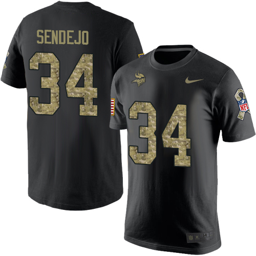 NFL Nike Minnesota Vikings #34 Andrew Sendejo Black Camo Salute to Service T-Shirt
