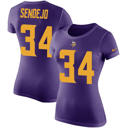 NFL Women's Nike Minnesota Vikings #34 Andrew Sendejo Purple Rush Pride Name & Number T-Shirt