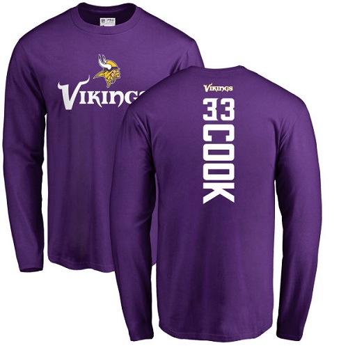 NFL Nike Minnesota Vikings #33 Dalvin Cook Purple Backer Long Sleeve T-Shirt