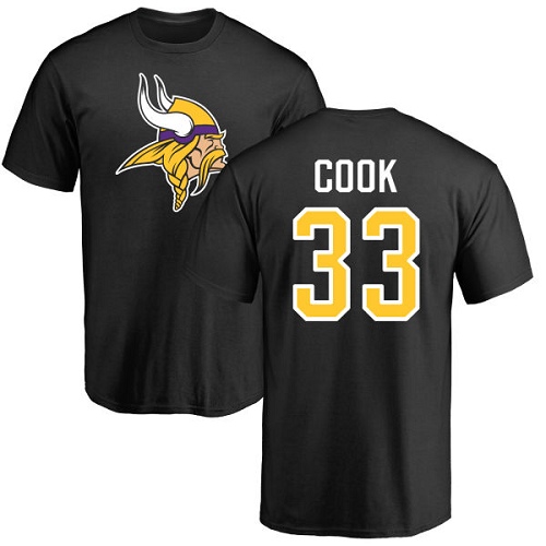 NFL Nike Minnesota Vikings #33 Dalvin Cook Black Name & Number Logo T-Shirt