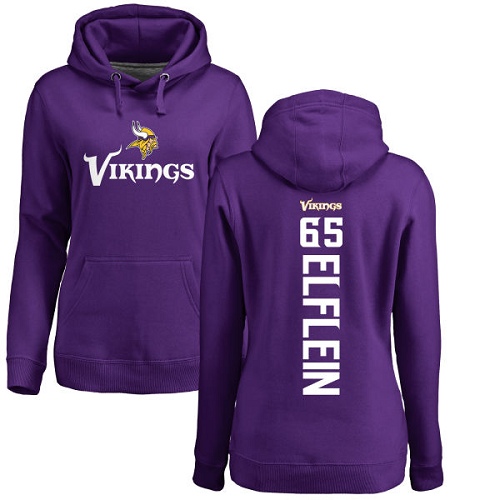 NFL Women's Nike Minnesota Vikings #65 Pat Elflein Purple Backer Pullover Hoodie