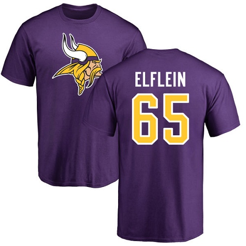 NFL Nike Minnesota Vikings #65 Pat Elflein Purple Name & Number Logo T-Shirt