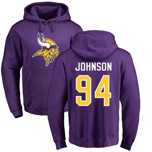 NFL Nike Minnesota Vikings #94 Jaleel Johnson Purple Name & Number Logo Pullover Hoodie