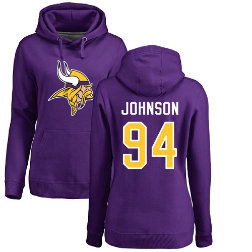 NFL Women's Nike Minnesota Vikings #94 Jaleel Johnson Purple Name & Number Logo Pullover Hoodie