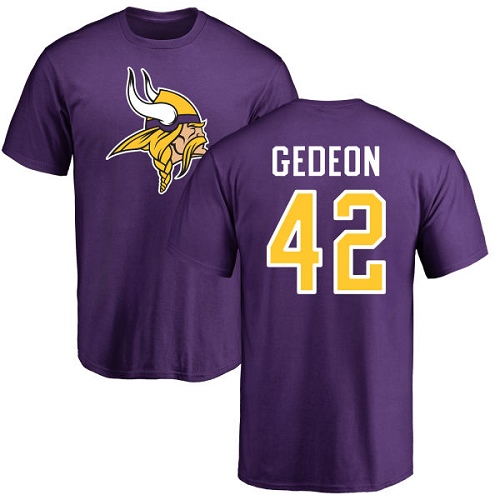 NFL Nike Minnesota Vikings #42 Ben Gedeon Purple Name & Number Logo T-Shirt
