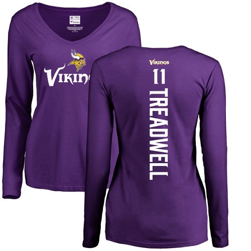 NFL Women's Nike Minnesota Vikings #11 Laquon Treadwell Purple Backer Slim Fit Long Sleeve T-Shirt
