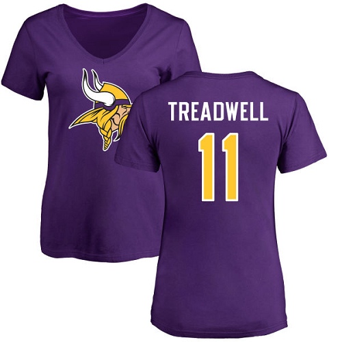 NFL Women's Nike Minnesota Vikings #11 Laquon Treadwell Purple Name & Number Logo Slim Fit T-Shirt