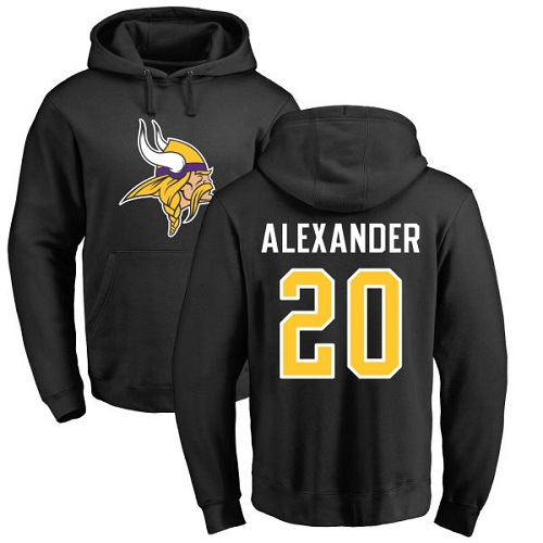 NFL Nike Minnesota Vikings #20 Mackensie Alexander Black Name & Number Logo Pullover Hoodie