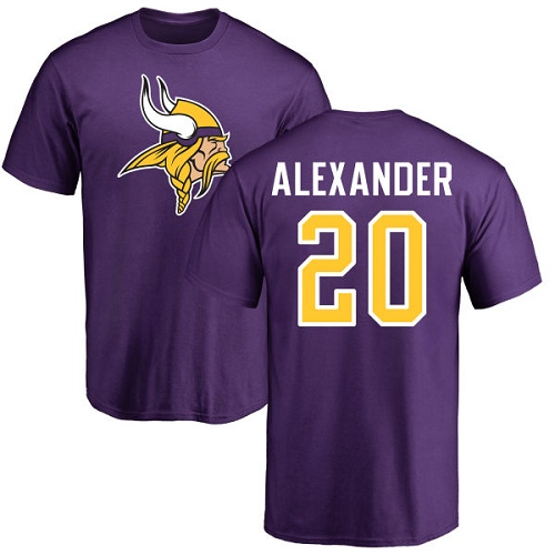 NFL Nike Minnesota Vikings #20 Mackensie Alexander Purple Name & Number Logo T-Shirt