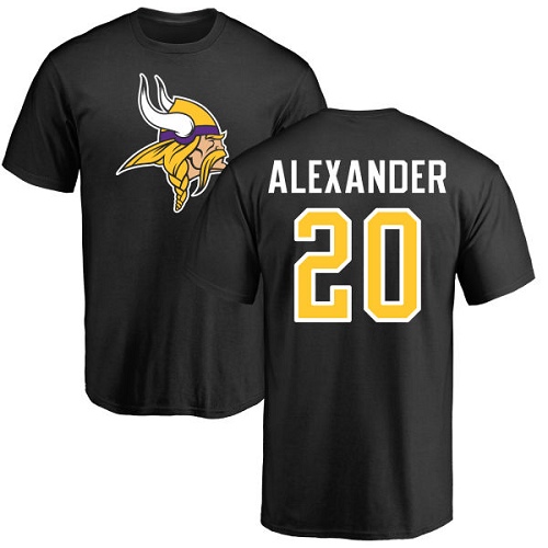NFL Nike Minnesota Vikings #20 Mackensie Alexander Black Name & Number Logo T-Shirt