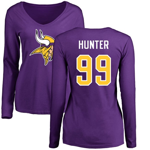 NFL Women's Nike Minnesota Vikings #99 Danielle Hunter Purple Name & Number Logo Slim Fit Long Sleeve T-Shirt