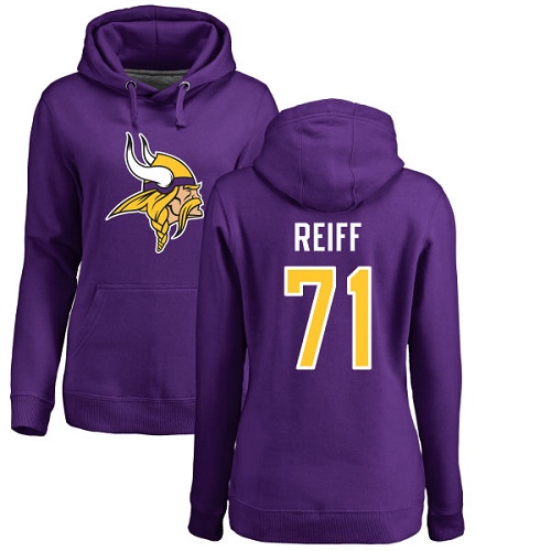 NFL Women's Nike Minnesota Vikings #71 Riley Reiff Purple Name & Number Logo Pullover Hoodie