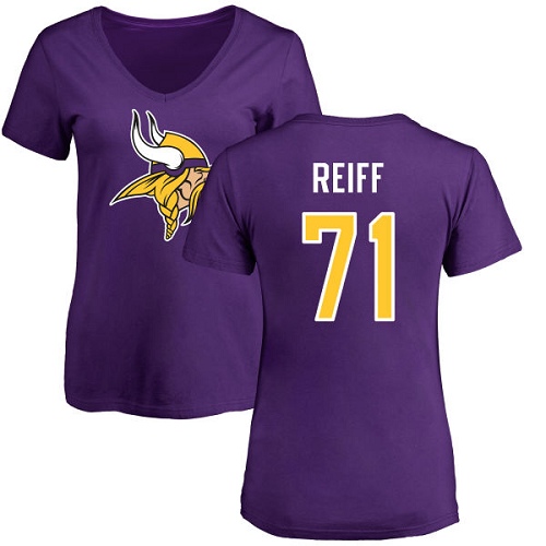 NFL Women's Nike Minnesota Vikings #71 Riley Reiff Purple Name & Number Logo Slim Fit T-Shirt
