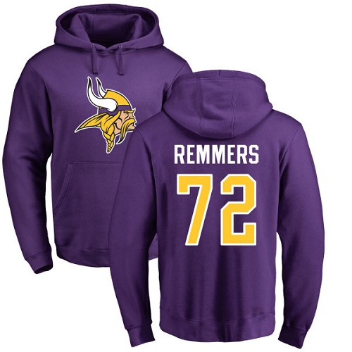 NFL Nike Minnesota Vikings #72 Mike Remmers Purple Name & Number Logo Pullover Hoodie