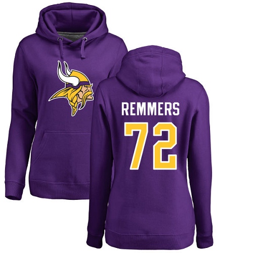 NFL Women's Nike Minnesota Vikings #72 Mike Remmers Purple Name & Number Logo Pullover Hoodie