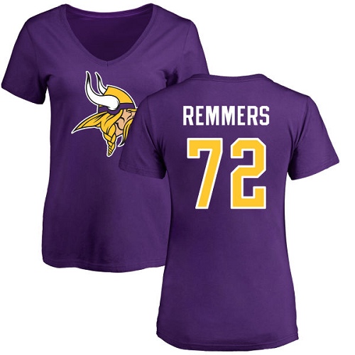 NFL Women's Nike Minnesota Vikings #72 Mike Remmers Purple Name & Number Logo Slim Fit T-Shirt