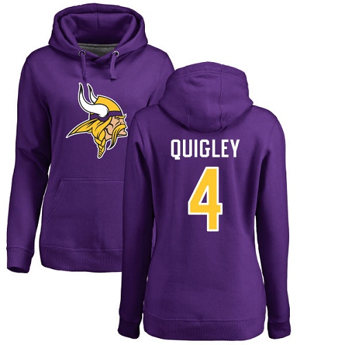 NFL Women's Nike Minnesota Vikings #4 Ryan Quigley Purple Name & Number Logo Pullover Hoodie
