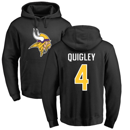 NFL Nike Minnesota Vikings #4 Ryan Quigley Black Name & Number Logo Pullover Hoodie