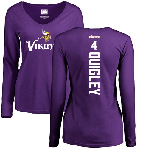 NFL Women's Nike Minnesota Vikings #4 Ryan Quigley Purple Backer Slim Fit Long Sleeve T-Shirt