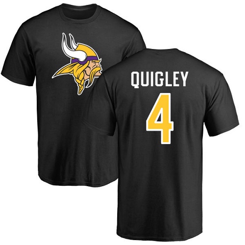 NFL Nike Minnesota Vikings #4 Ryan Quigley Black Name & Number Logo T-Shirt