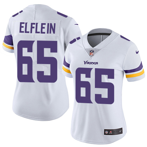 Women's Nike Minnesota Vikings #65 Pat Elflein White Vapor Untouchable Elite Player NFL Jersey