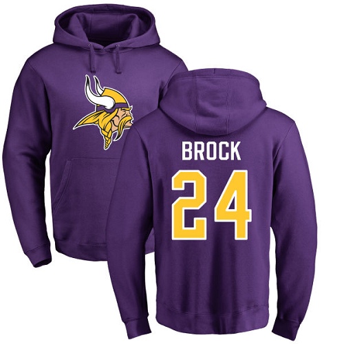 NFL Nike Minnesota Vikings #24 Tramaine Brock Purple Name & Number Logo Pullover Hoodie