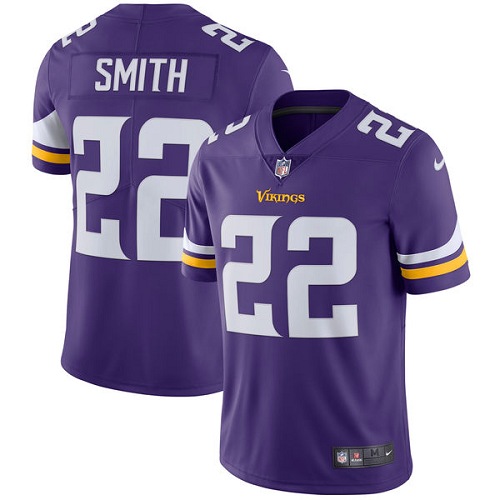 Men's Nike Minnesota Vikings #22 Harrison Smith Purple Team Color Vapor Untouchable Limited Player NFL Jersey