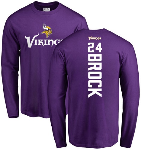 NFL Nike Minnesota Vikings #24 Tramaine Brock Purple Backer Long Sleeve T-Shirt