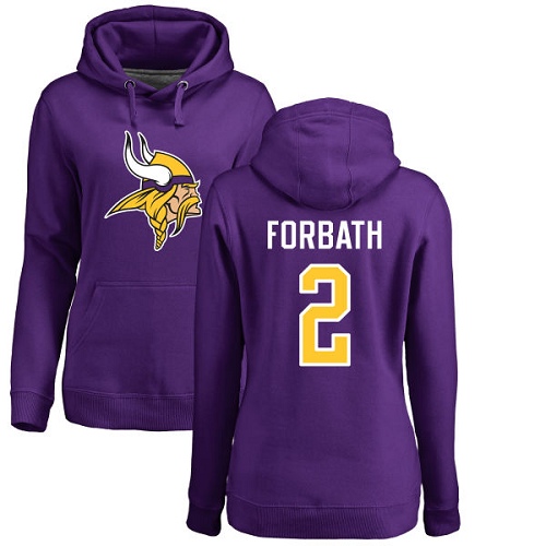 NFL Women's Nike Minnesota Vikings #2 Kai Forbath Purple Name & Number Logo Pullover Hoodie