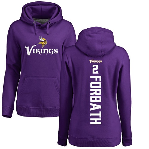 NFL Women's Nike Minnesota Vikings #2 Kai Forbath Purple Backer Pullover Hoodie