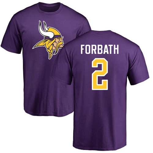 NFL Nike Minnesota Vikings #2 Kai Forbath Purple Name & Number Logo T-Shirt