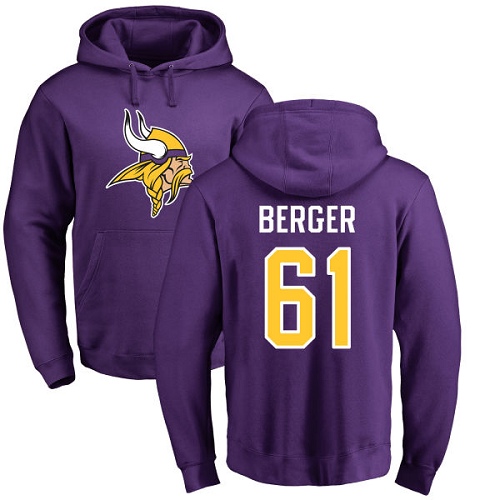 NFL Nike Minnesota Vikings #61 Joe Berger Purple Name & Number Logo Pullover Hoodie