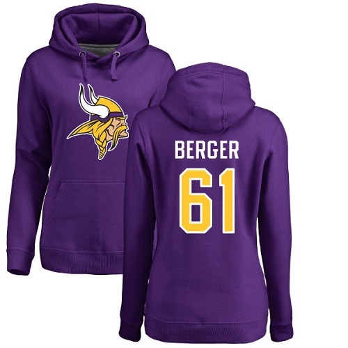 NFL Women's Nike Minnesota Vikings #61 Joe Berger Purple Name & Number Logo Pullover Hoodie