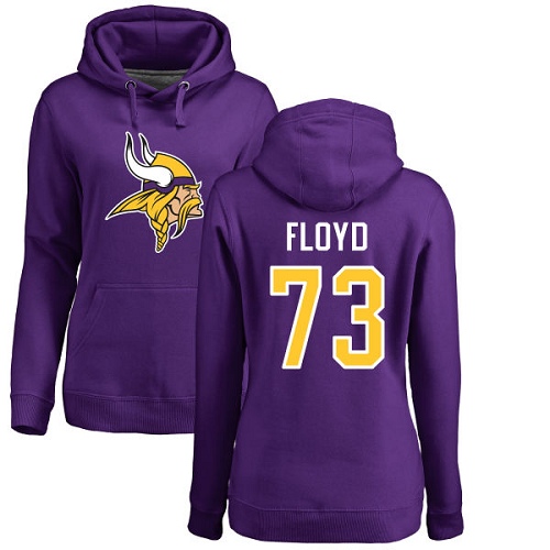 NFL Women's Nike Minnesota Vikings #73 Sharrif Floyd Purple Name & Number Logo Pullover Hoodie