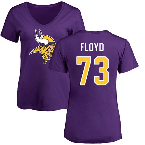 NFL Women's Nike Minnesota Vikings #73 Sharrif Floyd Purple Name & Number Logo Slim Fit T-Shirt