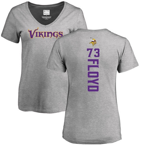 NFL Women's Nike Minnesota Vikings #73 Sharrif Floyd Ash Backer V-Neck T-Shirt